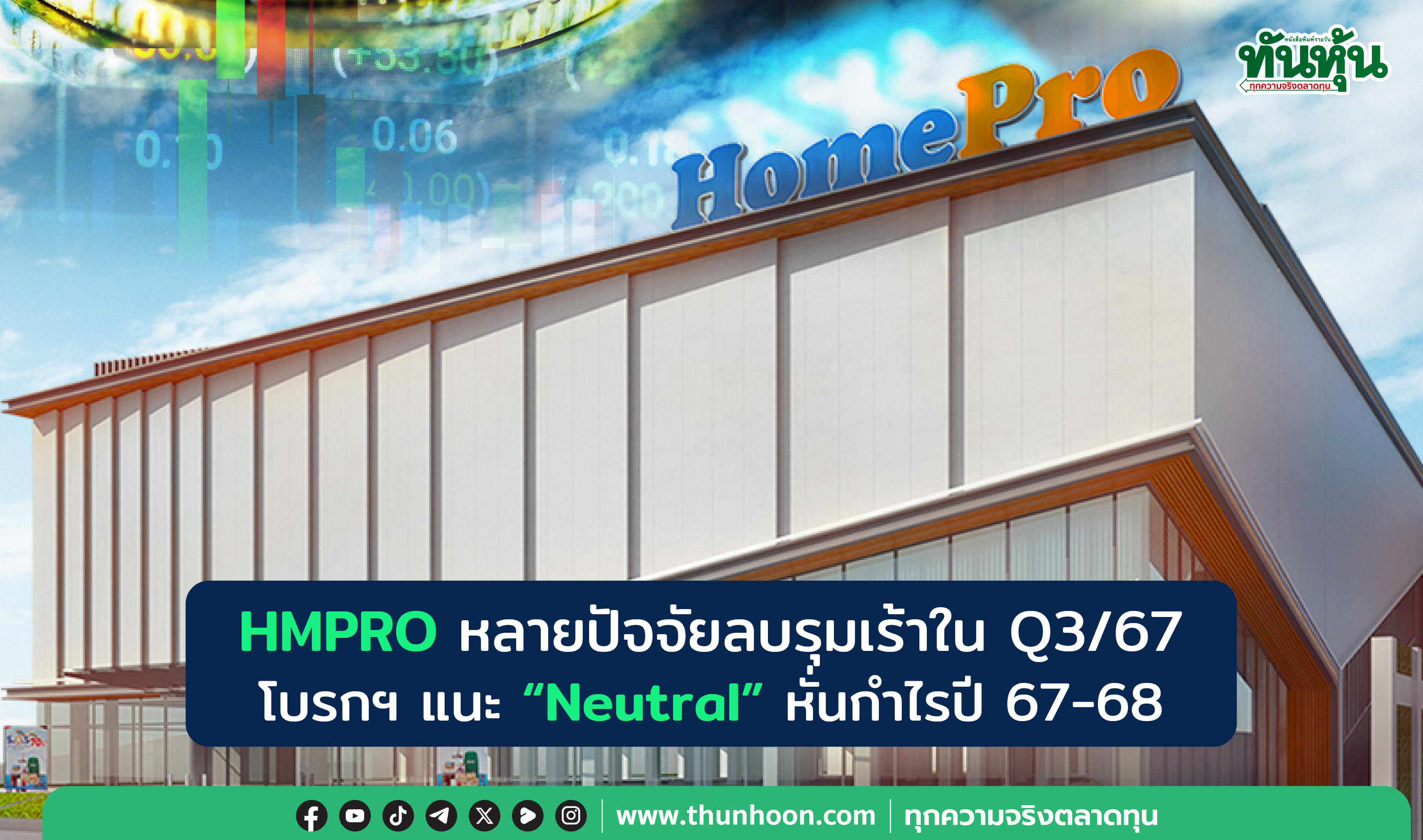 HMPRO หลายปัจจัยลบรุมเร้า Q3/67  โบรกฯ แนะ “Neutral” หั่นกำไรปี 67-68