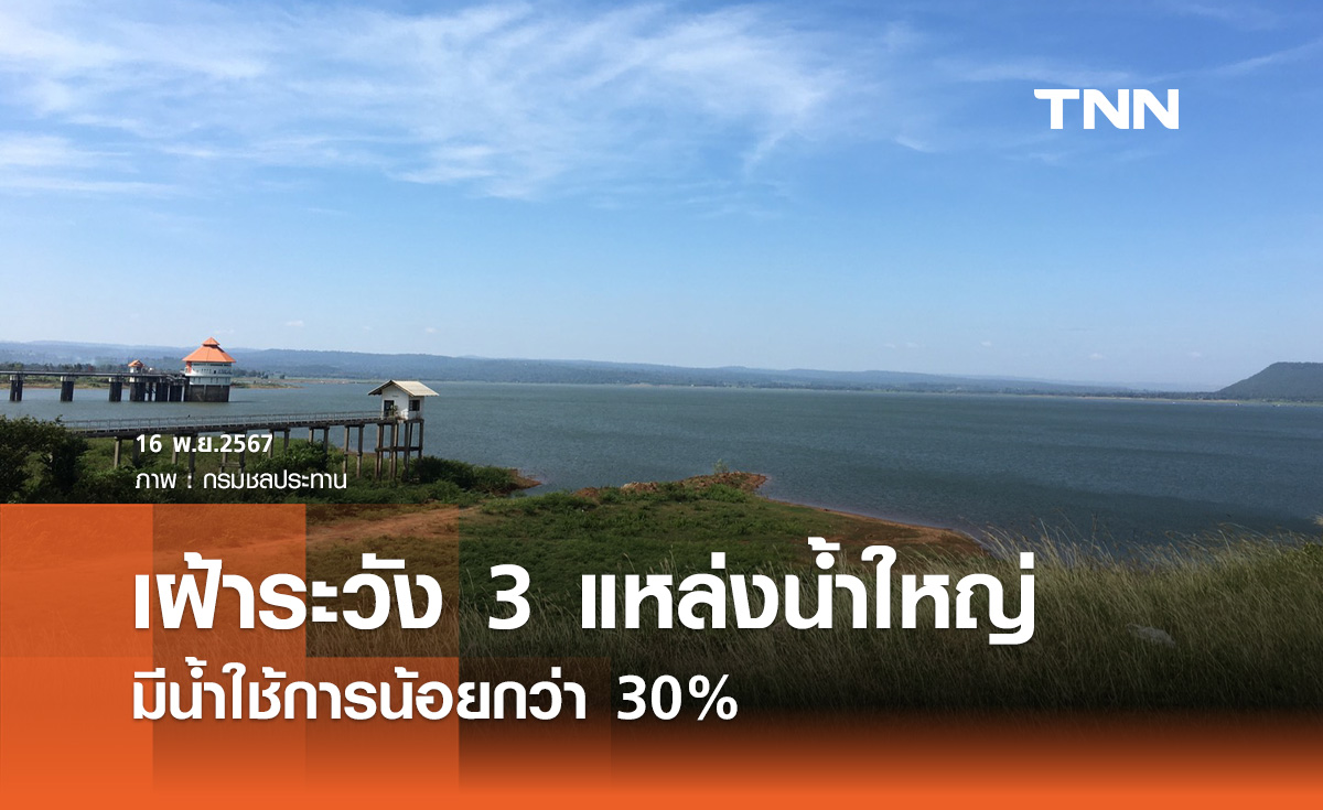 เฝ้าระวัง "แหล่งน้ำขนาดใหญ่" มีน้ำใช้น้อยกว่า 30% จำนวน 3 แห่ง