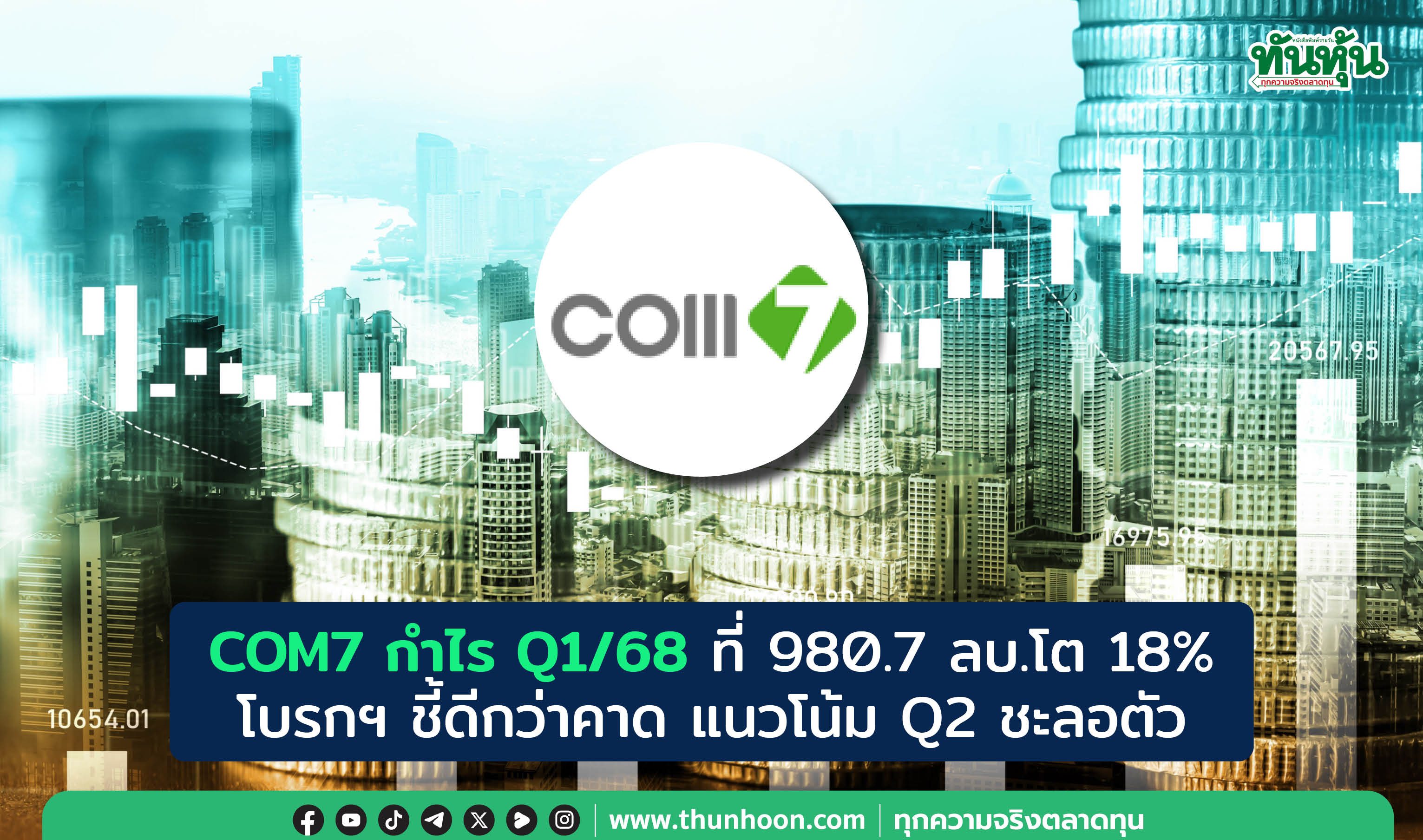 COM7 กำไร Q1/68 ที่ 980.7 ลบ.โต 18% โบรกฯ ชี้ดีกว่าคาด มองแนวโน้ม Q2 ชะลอตัว
