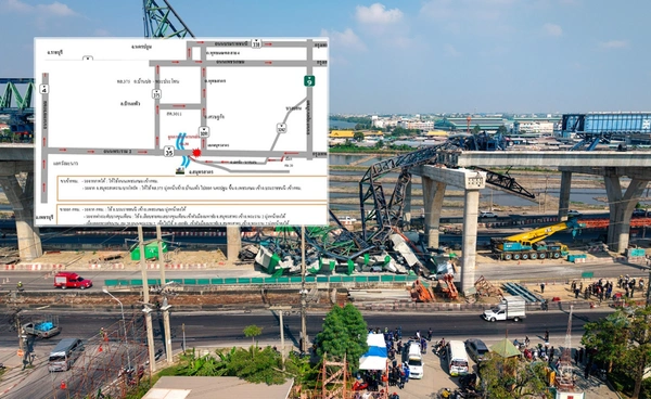 เครนถล่มพระราม 2 ! ตำรวจทางหลวง แนะเส้นทางเลี่ยง ขาเข้า - ขาออก กทม.