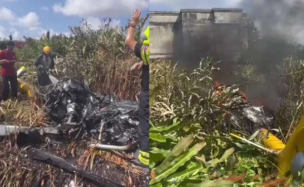 เฮลิคอปเตอร์ตกสมุทรปราการ เจ็บ 3 ราย ไฟลามป่าหญ้า
