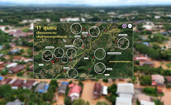 GISTDA กางข้อมูล จับตา 11 ชุมชน "อ.บ่อเกลือ" เสี่ยงเส้นทางถูกตัดขาด GISTDA กางข้อมูล จับตา 11 ชุมชน "อ.บ่อเกลือ" เสี่ยงเส้นทางถูกตัดขาด