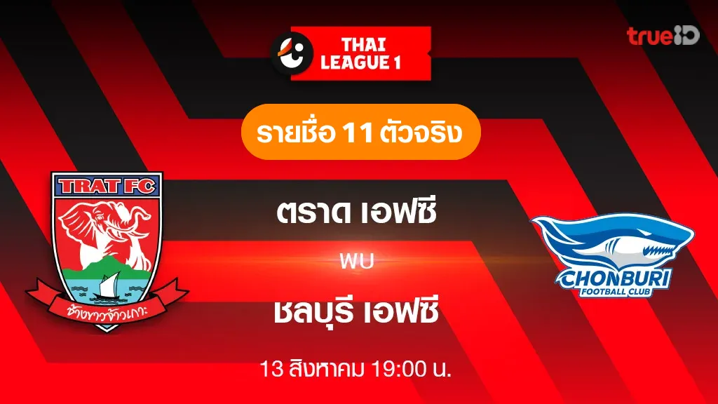 ตราด VS ชลบุรี : รายชื่อ 11 ตัวจริง ฟุตบอลไทยลีก 2023/24 (ลิ้งก์ดูบอลสด) ตราด VS ชลบุรี : รายชื่อ 11 ตัวจริง ฟุตบอลไทยลีก 2023/24 (ลิ้งก์ดูบอลสด)