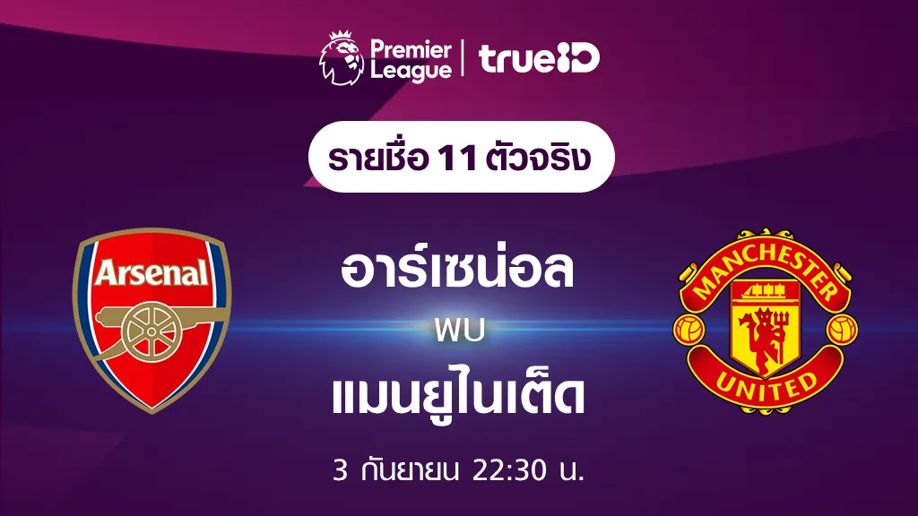 อาร์เซน่อล VS แมนยู : รายชื่อ 11 ตัวจริง ฟุตบอลพรีเมียร์ลีก 2023/24 (ลิ้งก์ดูบอลสด)