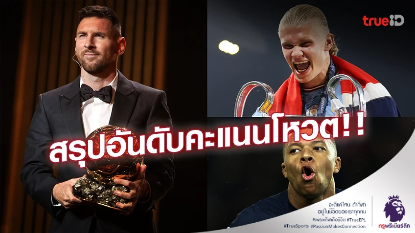 บัลลงดอร์ 2023!! สรุป 30 อันดับคะแนนโหวตนักเตะยอดเยี่ยมชาย