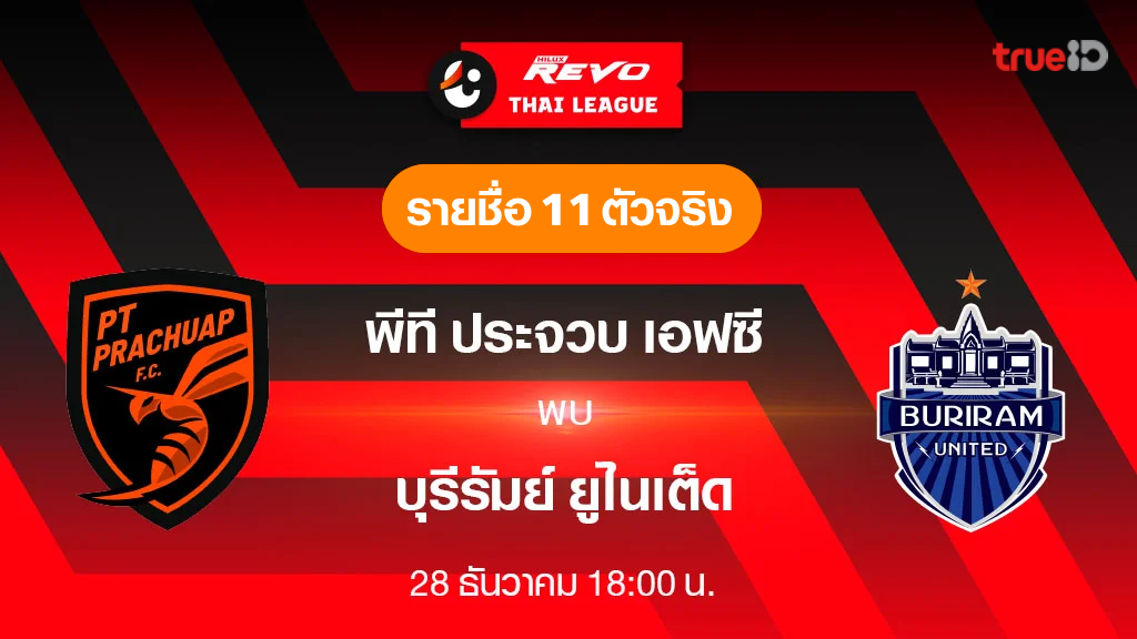 panda888 โค้ดเครดิตฟรี พีที ประจวบ VS บุรีรัมย์ : รายชื่อ 11 ตัวจริง ฟุตบอลไทยลีก 2023/24 (ลิ้งก์ดูบอลสด)