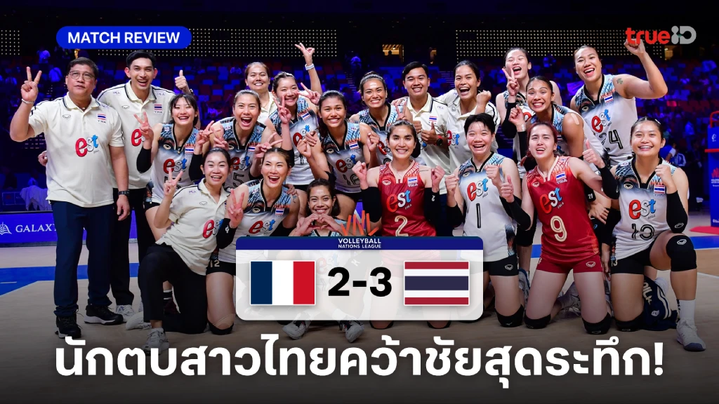 แรงต่อเนื่อง!! ไทย เฉือน ฝรั่งเศส คว้าชัยสองนัดติด วอลเลย์บอล VNL