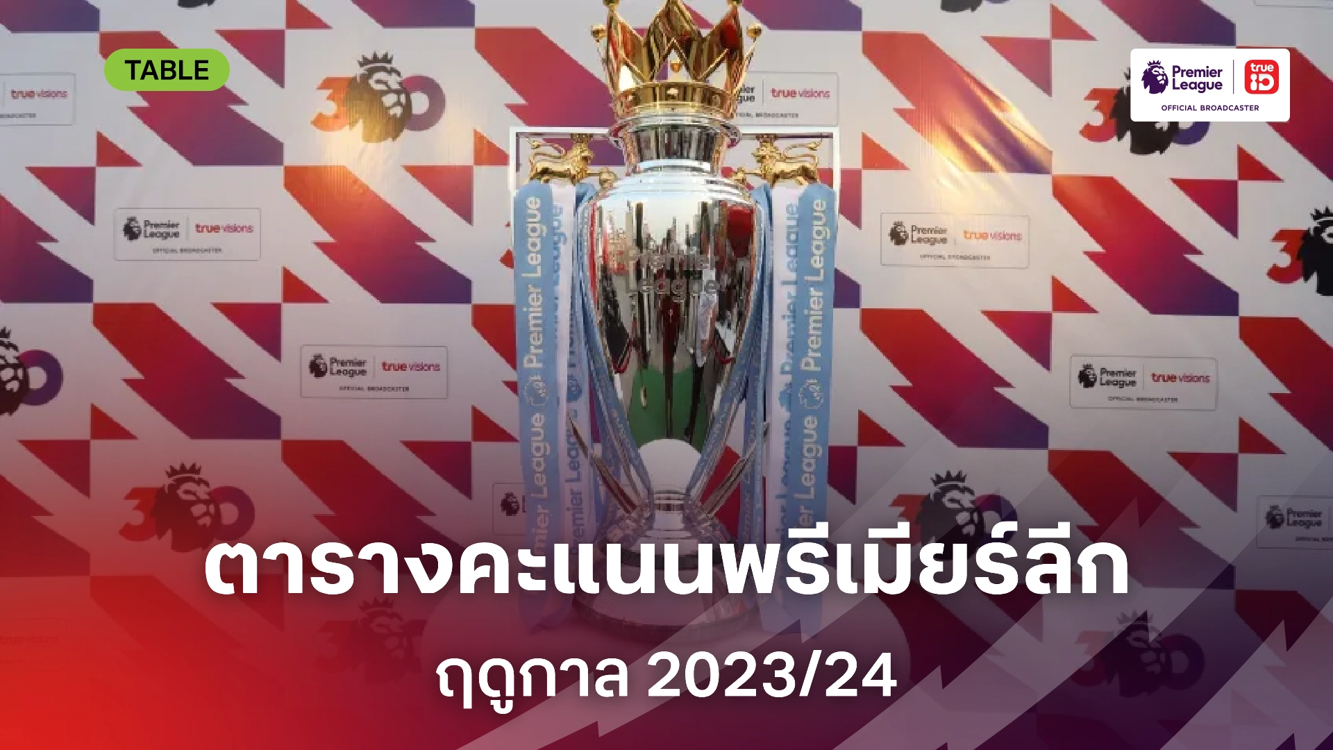 ตารางคะแนนพรีเมียร์ลีก ฤดูกาล 2023/24 สรุปอันดับพรีเมียร์ลีก