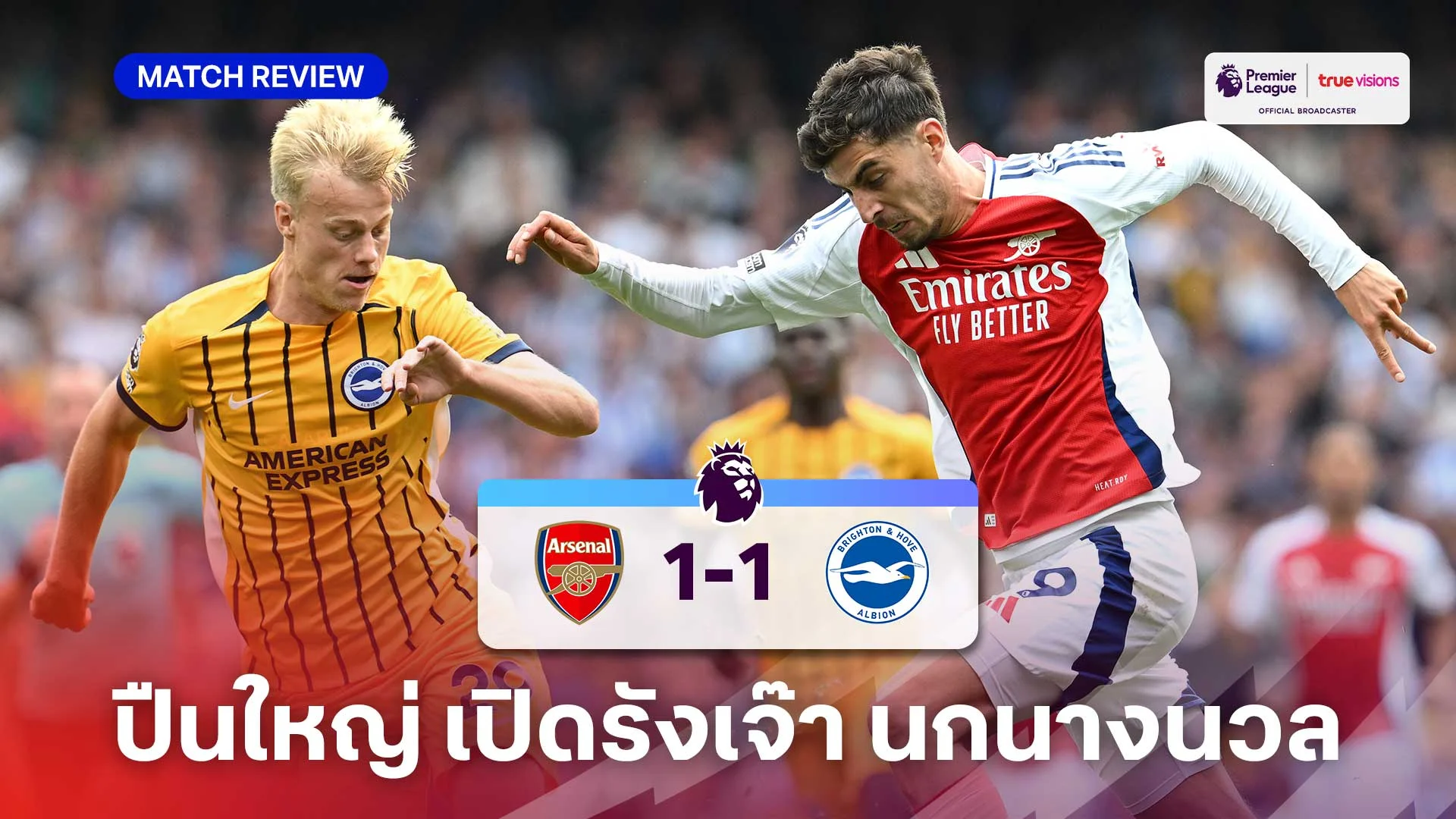 อาร์เซน่อล VS ไบรท์ตัน 1-1 (คลิปไฮไลท์) : ปืนใหญ่ 10 คน เปิดรังเจ๊า นกนางนวล