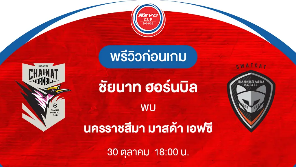 ชัยนาท VS นครราชสีมา : พรีวิว รีโว่ คัพ 2024/25 (ลิ้งก์ดูบอลสด)