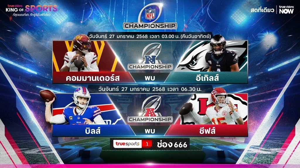 ใครจะเข้าชิง!! ทรูวิชั่นส์ ยิงสด ศึก NFL รอบชิงแชมป์สาย 27 ม.ค. นี้