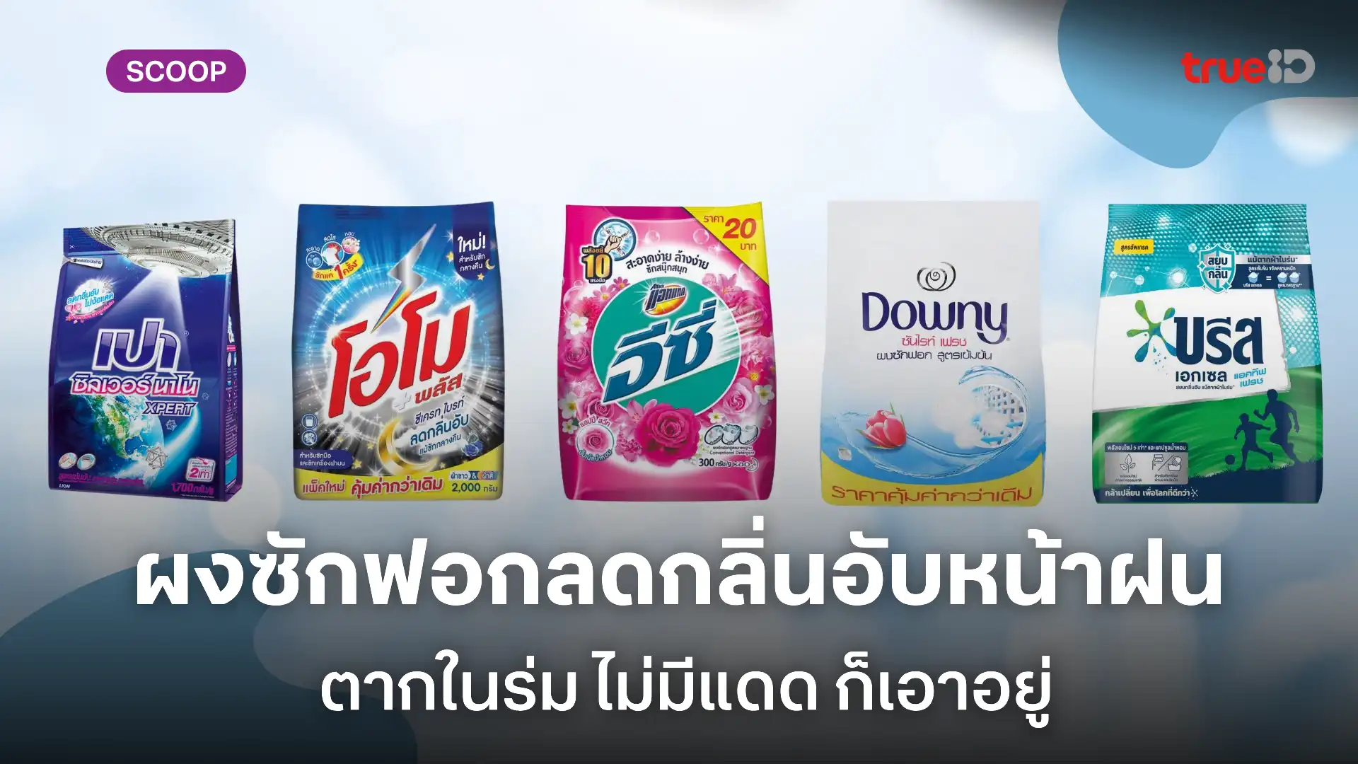 5 ผงซักฟอก ลดกลิ่นอับหน้าฝน ยี่ห้อไหนดี 2568 ตากในร่ม ตากในคอนโด ไม่มีแดดก็ไม่ต้องกลัวอับ!