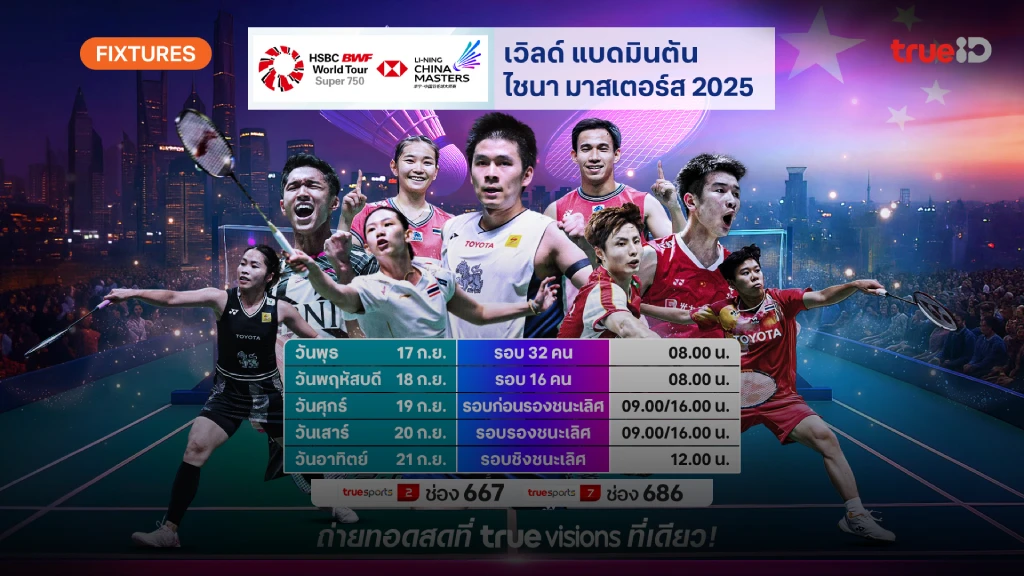 โปรแกรม-ลิ้งก์ดูสด แบดมินตัน ไชน่า มาสเตอร์ 2025 ผลแบด ไชน่า มาสเตอร์