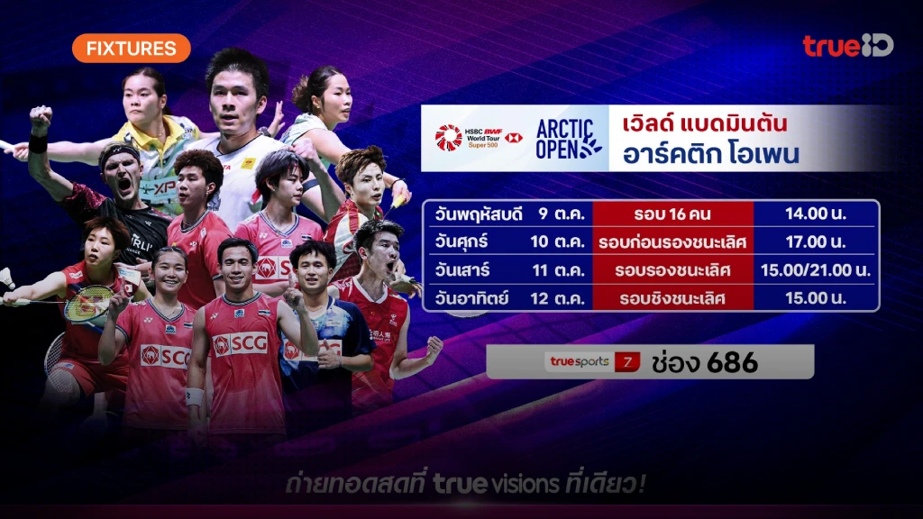 โปรแกรม-ลิ้งก์ดูสด แบดมินตัน อาร์กติก โอเพ่น 2025 ผลแบดอาร์กติก โอเพ่น