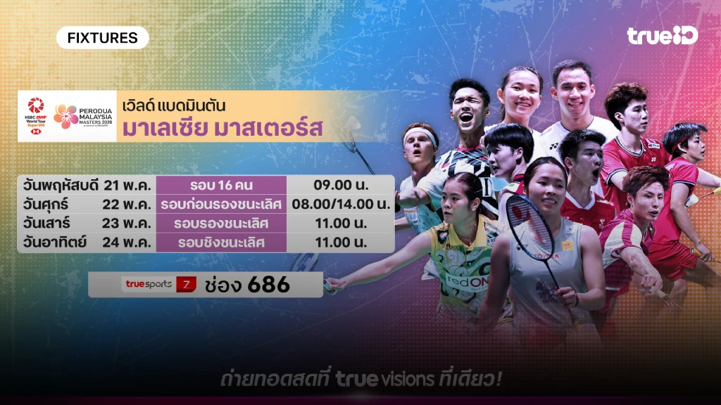 โปรแกรมแบดมินตัน มาเลเซีย มาสเตอร์ ลิ้งก์ดูสดแบด มาเลเซีย มาสเตอร์