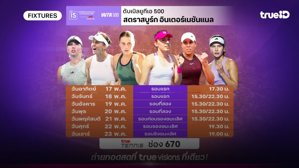 โปรแกรมเทนนิส สตราสบูร์ก อินเตอร์เนชั่นแนล ลิ้งก์ดูสดเทนนิส สตราสบูร์ก