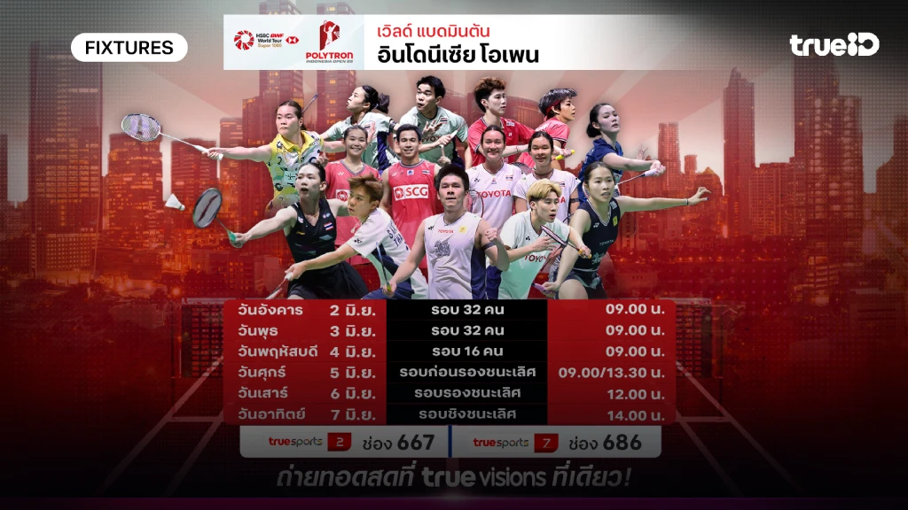 โปรแกรมแบดมินตัน อินโดนีเซีย โอเพ่น ลิ้งก์ดูสดแบด อินโดนีเซีย โอเพ่น