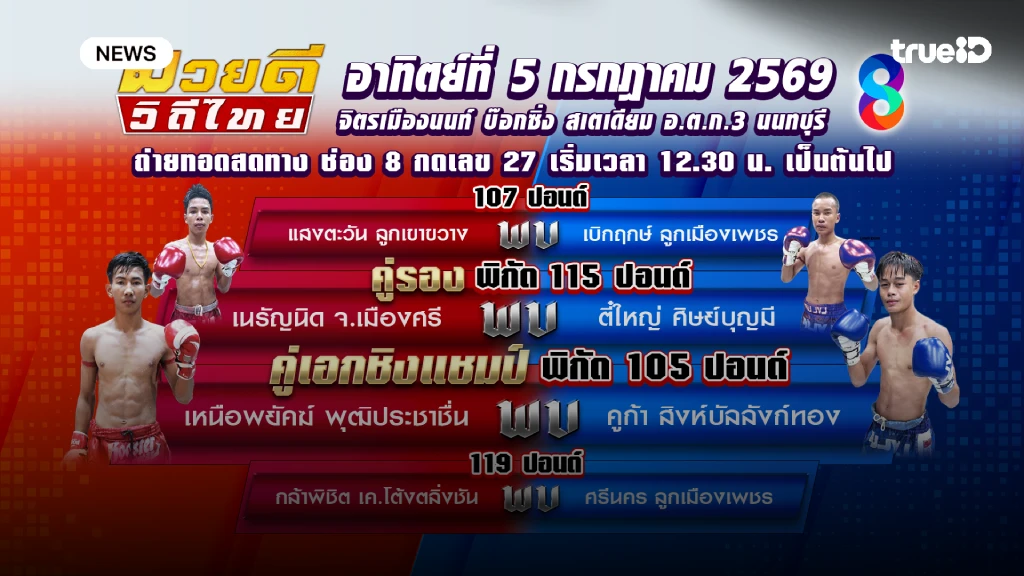 เดือดแน่นอน!! ช่อง 8 เสิร์ฟมวยสด ต้อนรับเดือนกรกฎาคม 2569