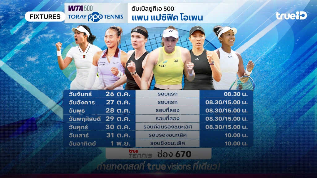 ดูสดเทนนิส แพน แปซิฟิค โอเพ่น โปรแกรมเทนนิส แพน แปซิฟิค โอเพ่น