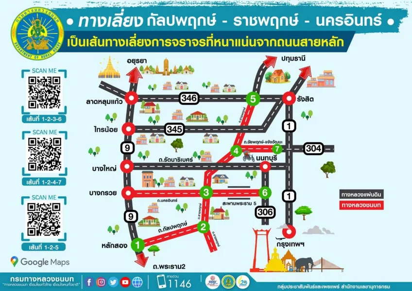 เส้นทางเลี่ยงการจราจรถนนกัลปพฤกษ์ ถนนราชพฤกษ์ และถนนนครอินทร์