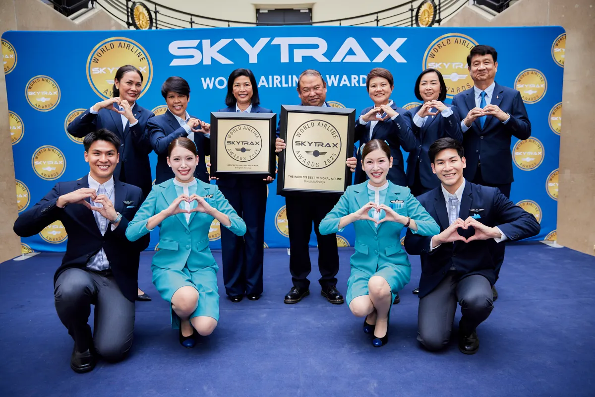 บางกอกแอร์เวย์สคว้าแชมป์ 9 สมัย สายการบินระดับภูมิภาคที่ดีที่สุดในโลกจาก Skytrax 2025