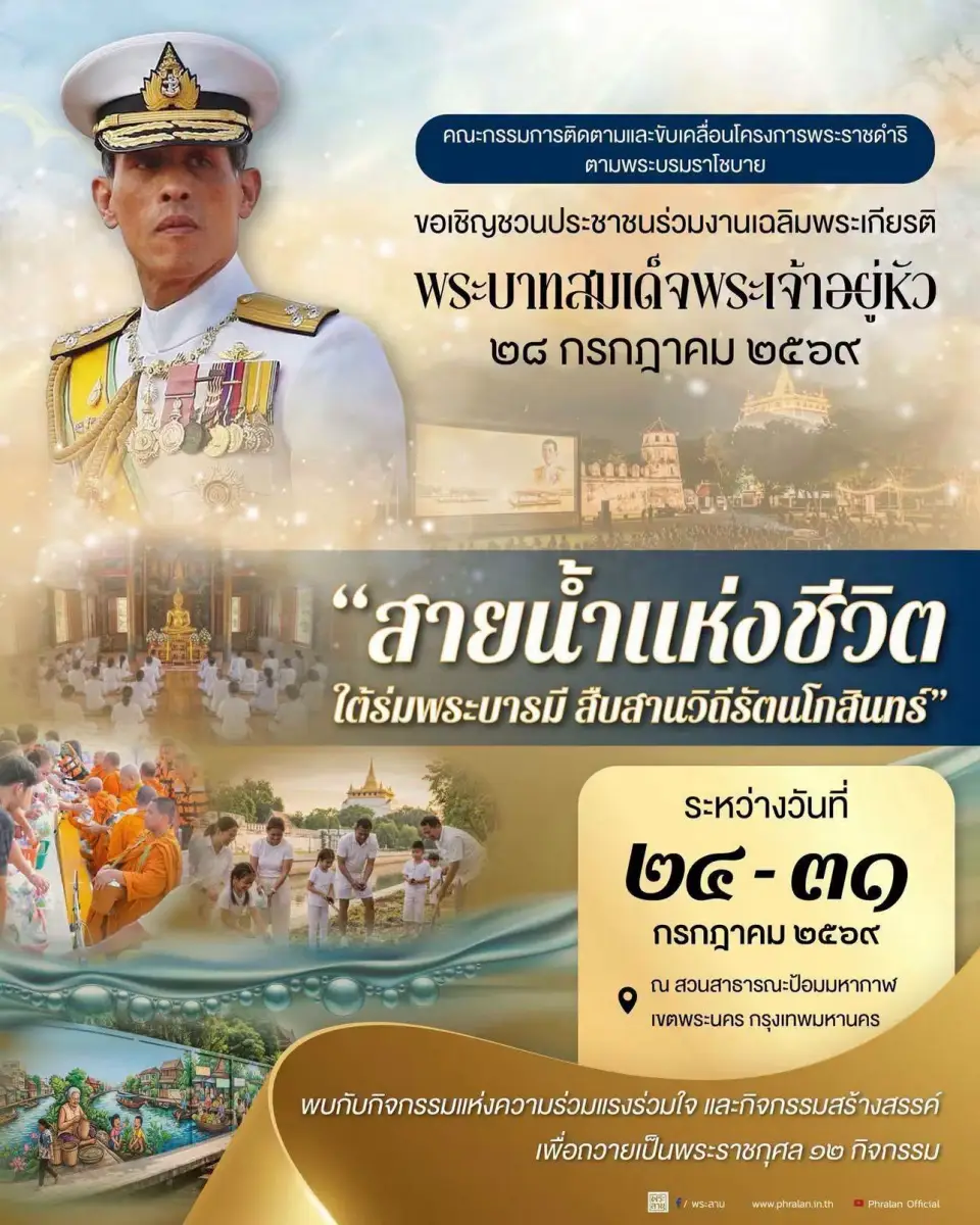 งานสายน้ำแห่งชีวิต ใต้ร่มพระบารมี สืบสานวิถีรัตนโกสินทร์ 2569