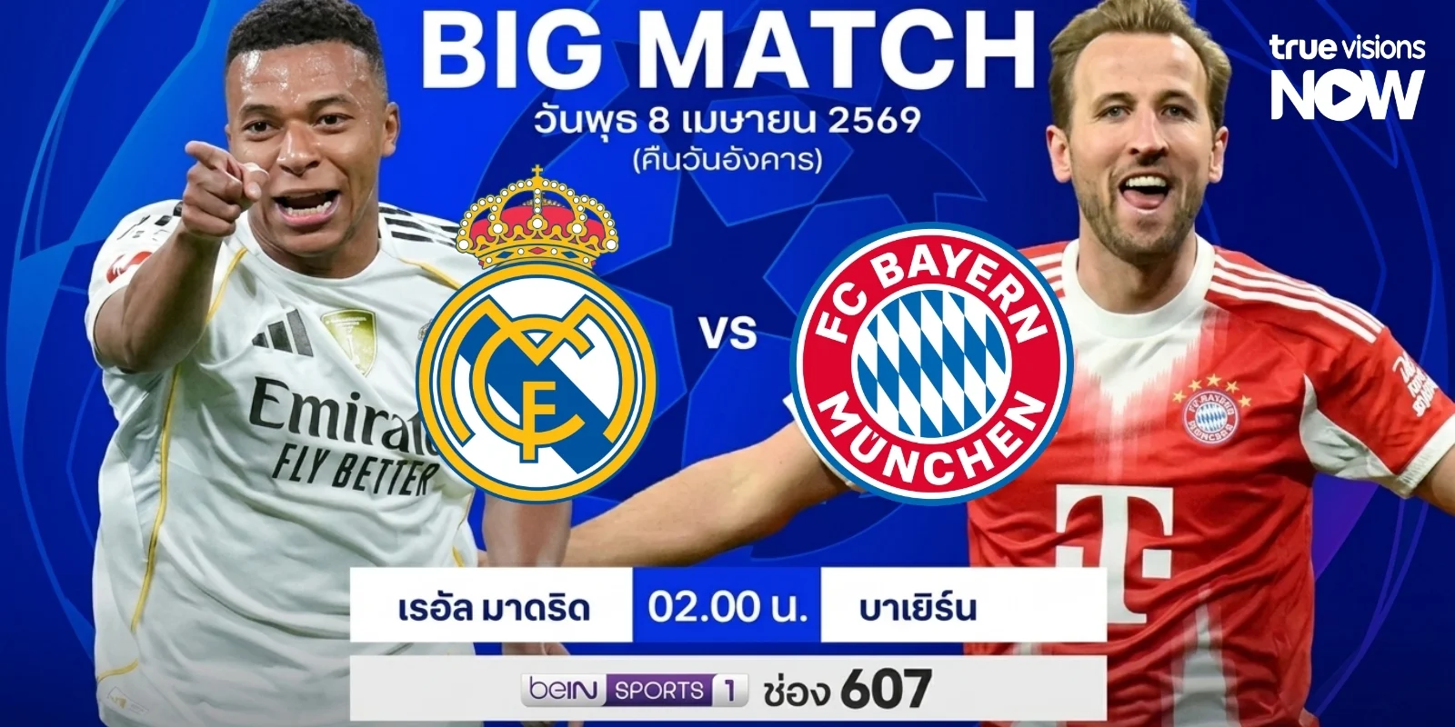 ดูบอลสด เรอัล มาดริด VS บาเยิร์น มิวนิค UCL รอบ 8 ทีม นัดแรก