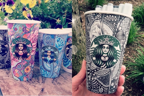งานครีเอทอีกแล้ว! ศิลปะสีสันสวยสดใสบนแก้ว STARBUCKS