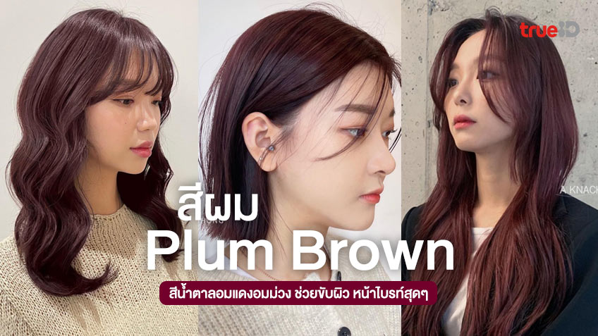 ไอเดียสีผม 2022 สี Plum Brown สีน้ำตาลอมแดงอมม่วง ช่วยขับผิว หน้าไบรท์สุดๆ